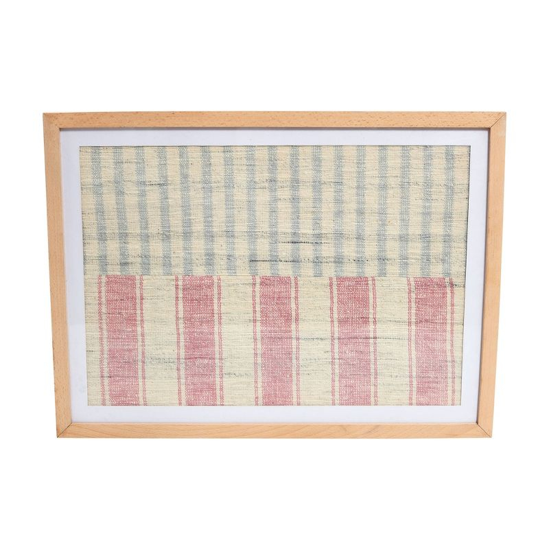 Storied Home Boho Handwoven Cotton Wall Art with Wood Frame and Plastic Cover Faded Red/Natural: Intricate Textile, MDF Composite, Vertical Display