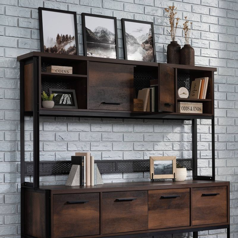 Briarbrook Large Library Hutch Barrel Oak - Sauder: Industrial Style, Laminated Surface, Metal Hardware