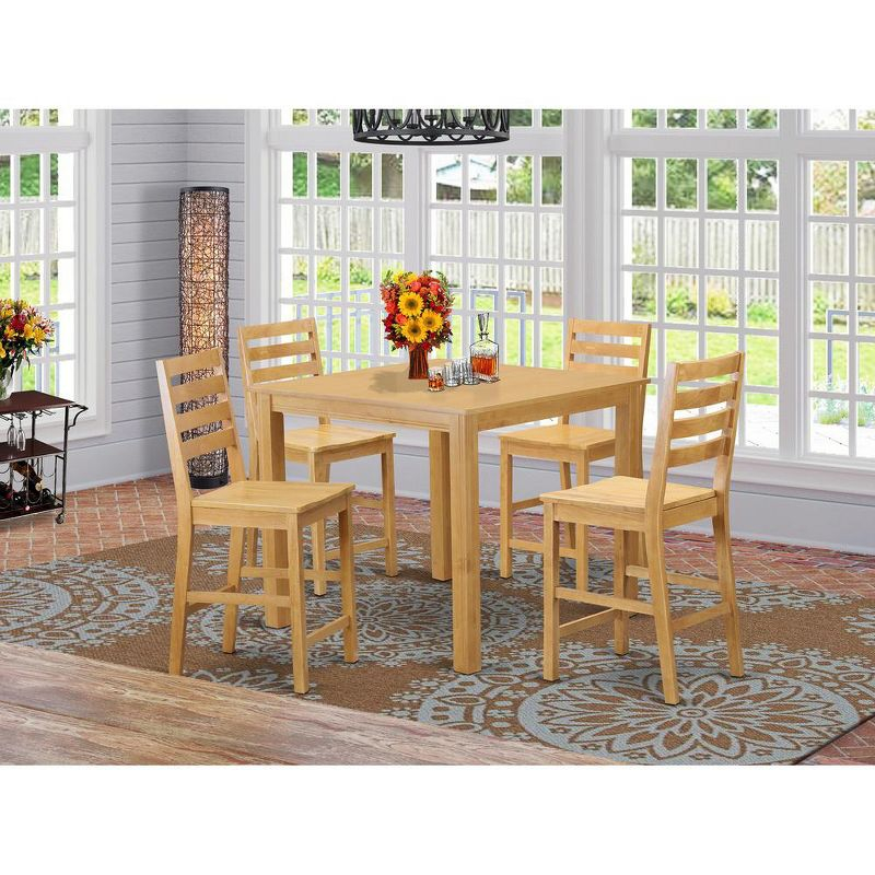 East West Furniture, 5  Pc  Counter  height  Table  set-Counter  height  Square  Table  and  4  Stools