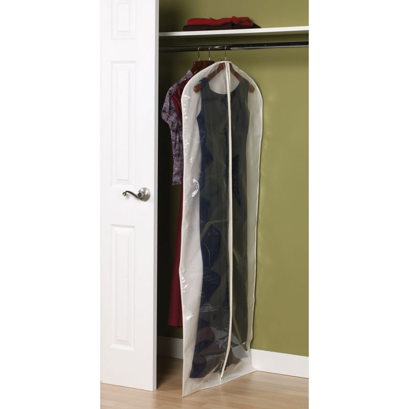 Gown Protector Bag, Durable and Breathable Canvas, Clear Front, Full-Length Zipper