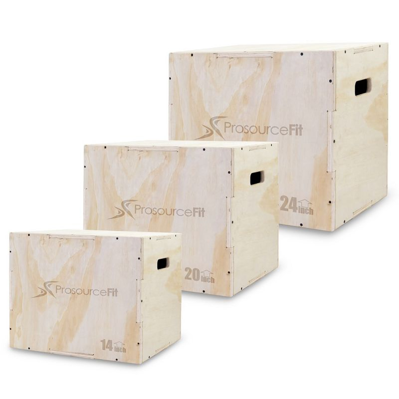 ProsourceFit 3-in-1 Wood Plyometric Jump Box, 16/12/14