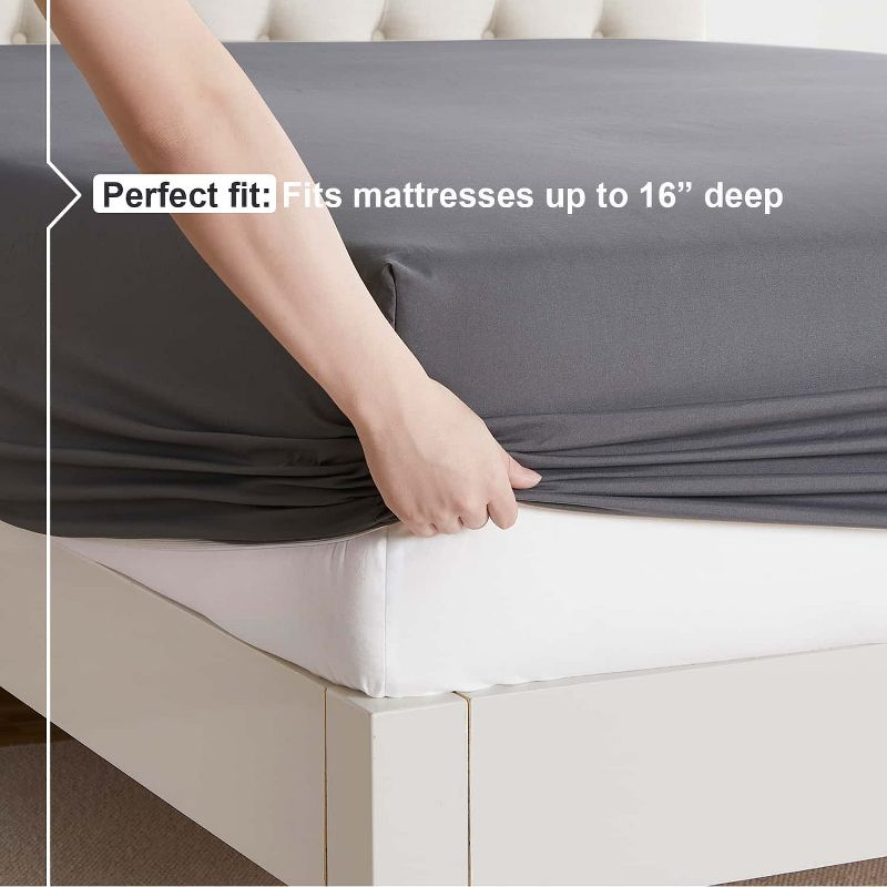 Clara Clark Bed Sheets, Premier 1800 Series 4 Piece Bed Sheet Set, Deep Pocket Luxury Soft Bedding Sheets & Pillowcases, Full, Dark Gray