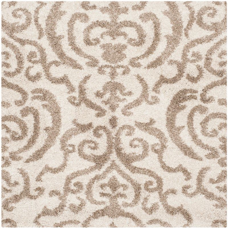 Florida Shag SG462 Power Loomed Area Rug - Cream/Beige - 4'x4' - Safavieh.