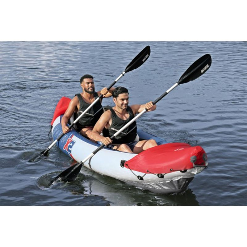 Bestway Hydro-Force Rapid X2 Inflatable 2 Person Kayak Outdoor Lake and River Water Sport Set with 2 Paddles, Hand Pump, and 2 Removable Fins