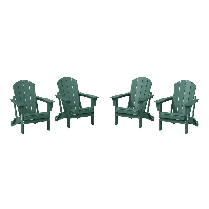 WestinTrends Malibu HDPE Outdoor Patio Folding Adirondack Chair (Set of 4), Dark Green