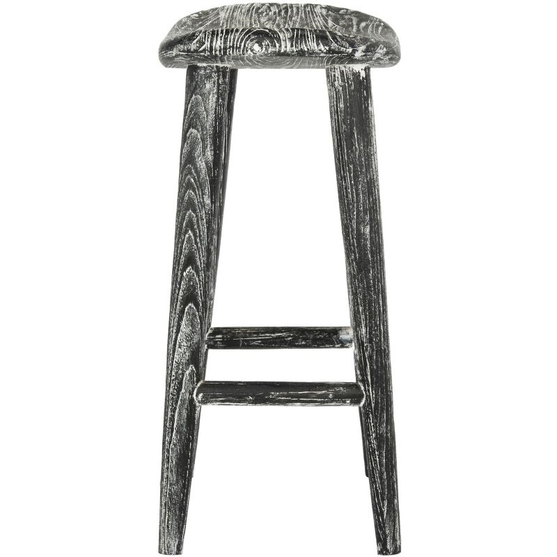 Colton Wood Counter Stool - Black/White Wash/Sungkai Wood - Safavieh