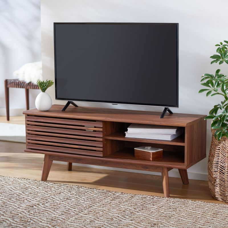 Aurelio 1 Shelf Media Stand - Walnut - Safavieh