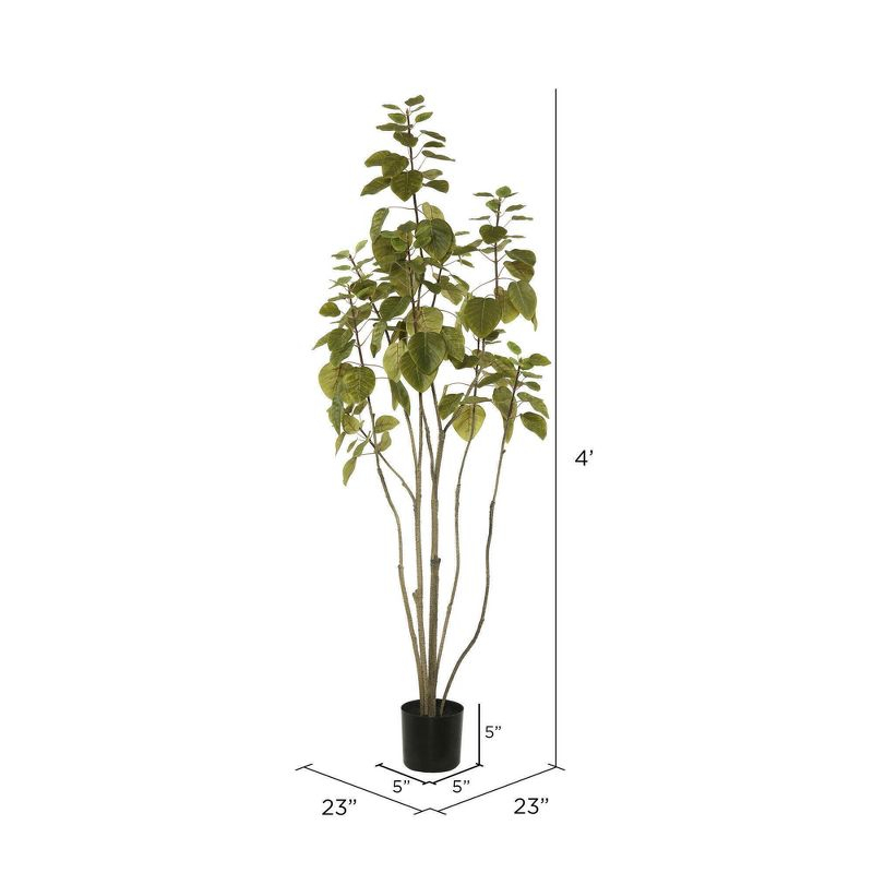Vickerman 4' Artificial Green Potted Cotinus Coggygria Tree. In a 5"Lx5"Wx5"H base.
