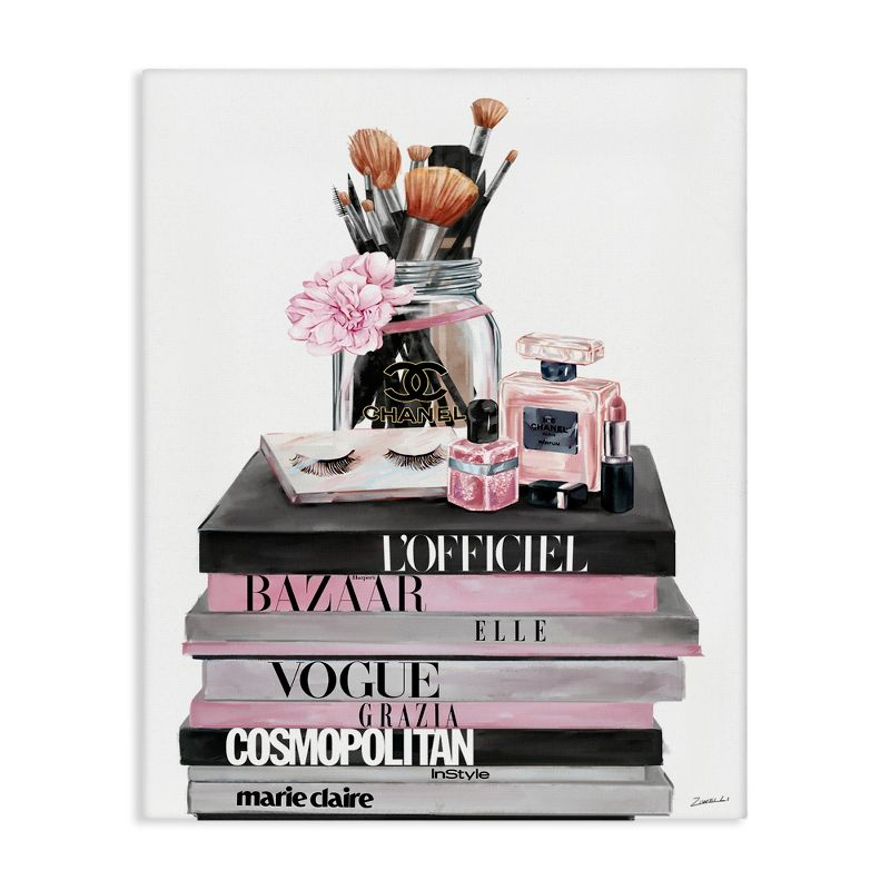 Stupell Industries Fashion Accessories Glam Magazine Book Stack, 16" x 20"