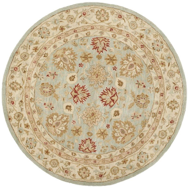 Antiquity AT822 Hand Tufted Accent Rug - Grey Blue/Beige - 3'6" Round - Safavieh.