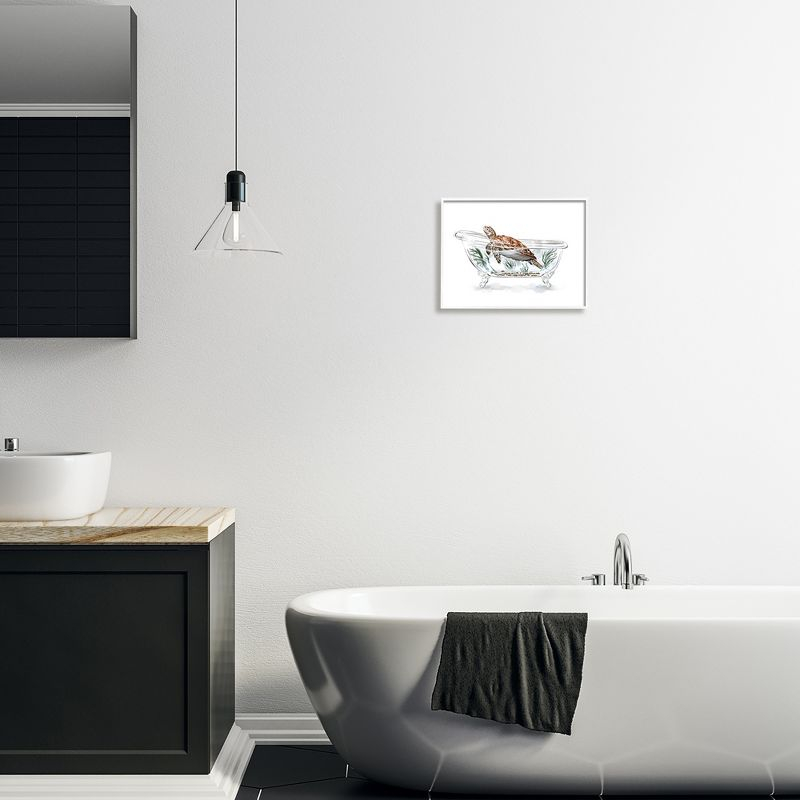 Stupell Industries Turtle Swimming Bathtub Habitat Framed Giclee, 11 x 14