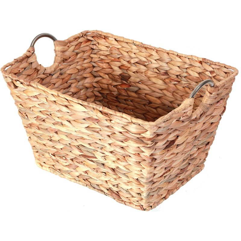 Large Multipurpose Handwoven Water Hyacinth Wicker Basket, Ideal for Organizing and Storing Towels Outdoors