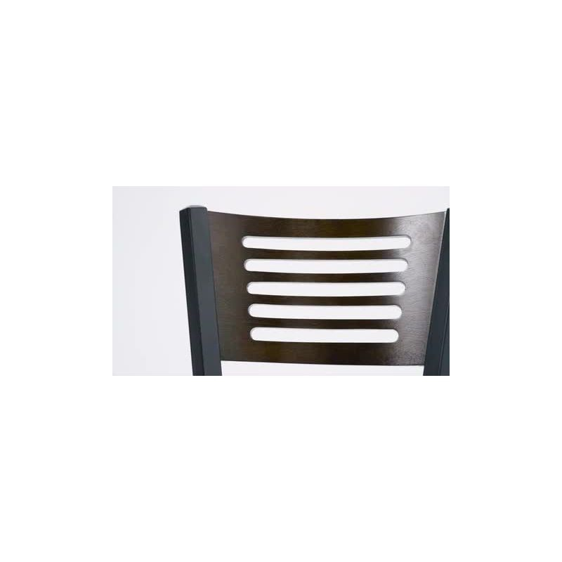 Flash Furniture HERCULES Series Black Slat Back Metal Restaurant Chair - Walnut Wood Back, Black Vinyl Seat
