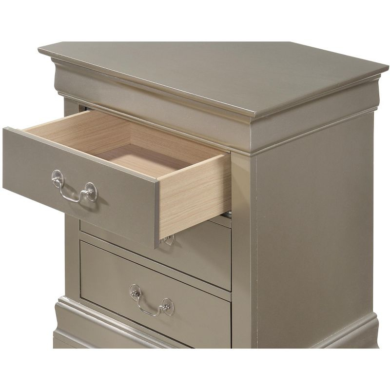 Passion Furniture Louis Philippe 3-Drawer Silver Champagne Nightstand (29 in. H x 21 in. W x 16 in. D)