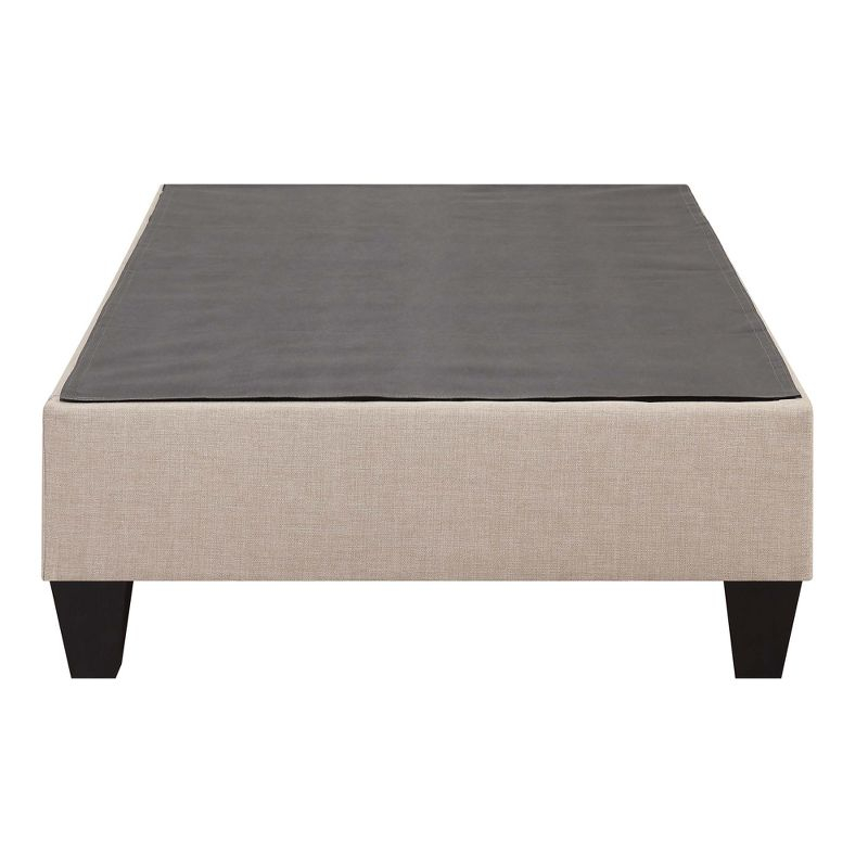 Picket House Furnishings Twin Abby Platform Bed Cream: Faux Leather Upholstery, No Box Spring Needed