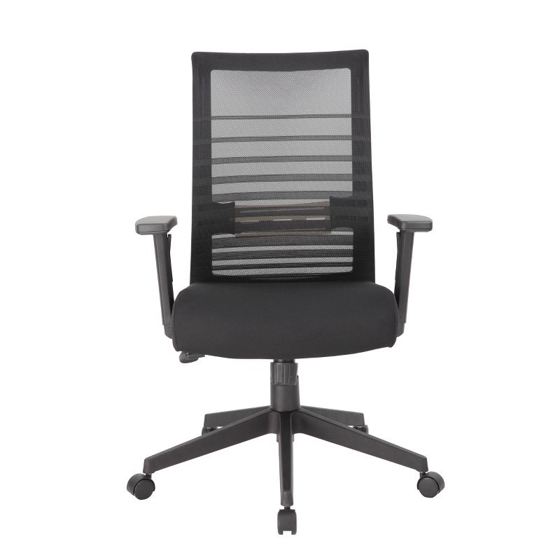 Linear Mesh Task Chair Black - Boss Office Products: Synchro-Tilt, Adjustable Arms, 275lbs Capacity