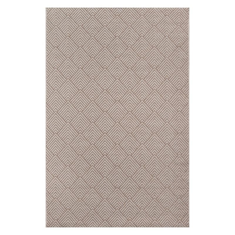 2'x3' Geometric Loomed Accent Rug Beige - Momeni: Contemporary Indoor Outdoor Low Pile Area Rug, Machine Made
