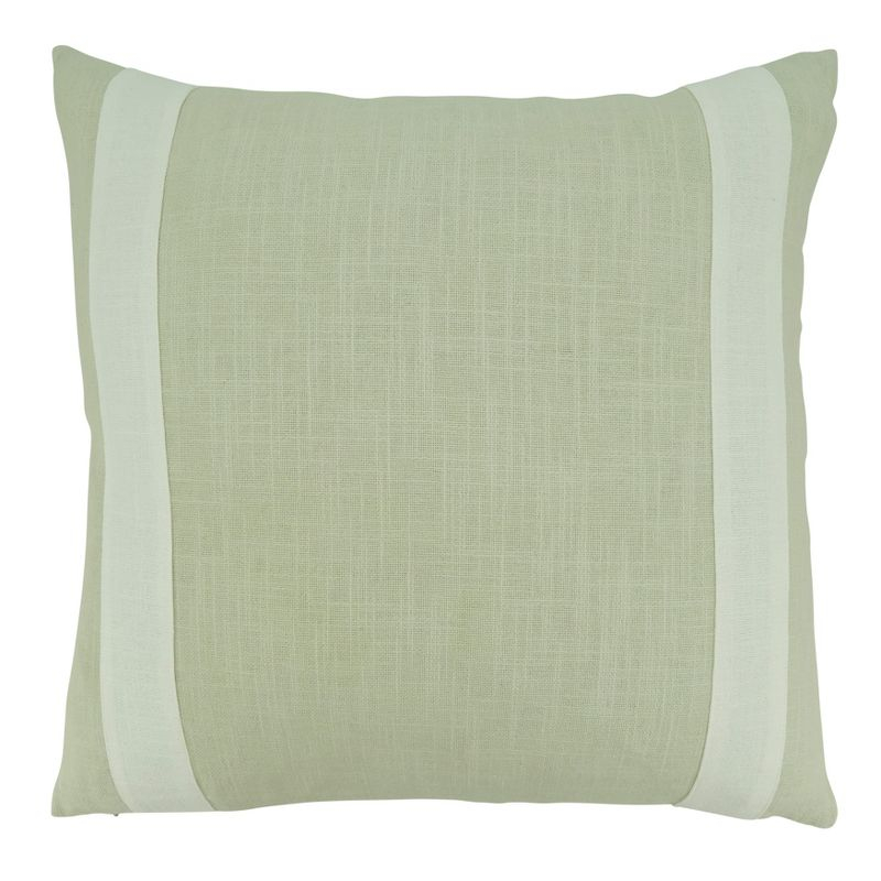 Saro Lifestyle Band Design Throw Pillow with Down Filling, 20", Beige