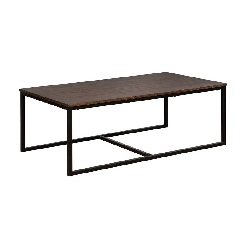 54" Wide Arcadia Acacia Wood Coffee Table Antiqued Mocha - Alaterre Furniture: Industrial, Trestle Base, Stained Wood