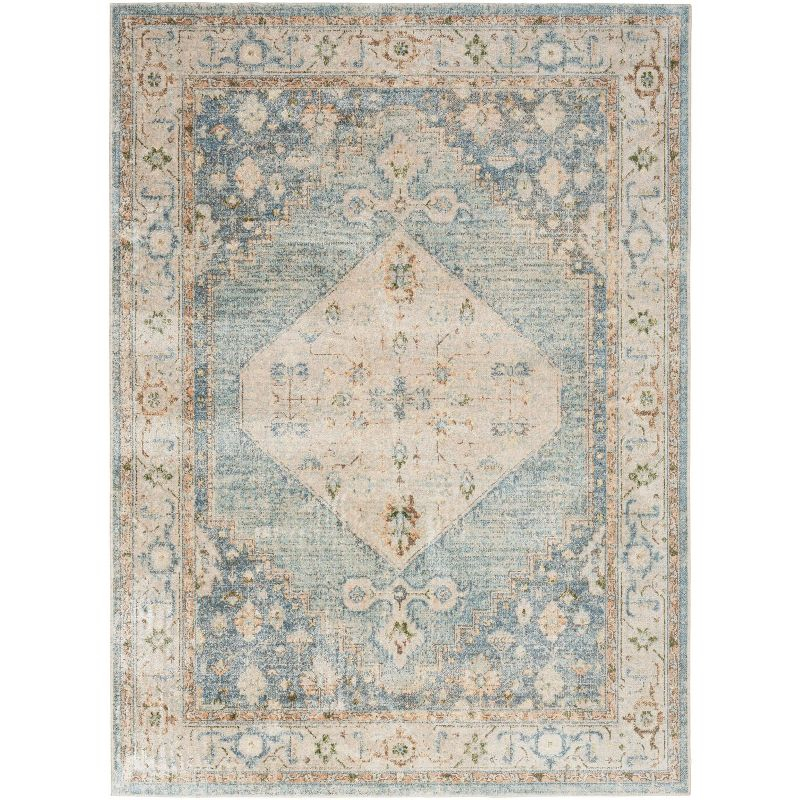 Nourison Astra Machine Washable Vintage Persian Indoor Rug Silver Blue 7'10" x 10'