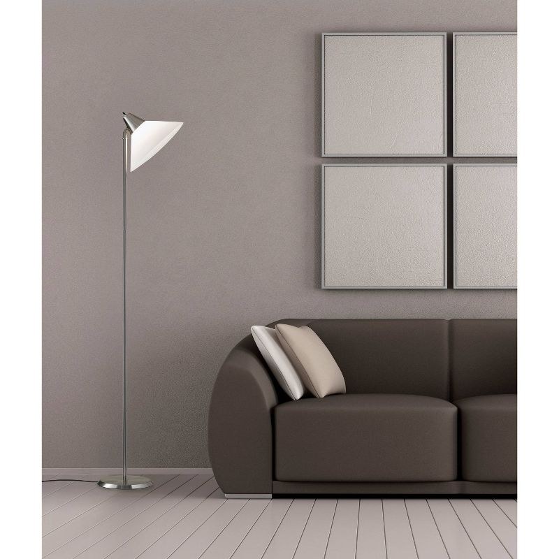 Swivel Torchiere Brushed Steel - Adesso: Modern Adjustable Head, ETL Listed, Metal Body, Plastic Shade