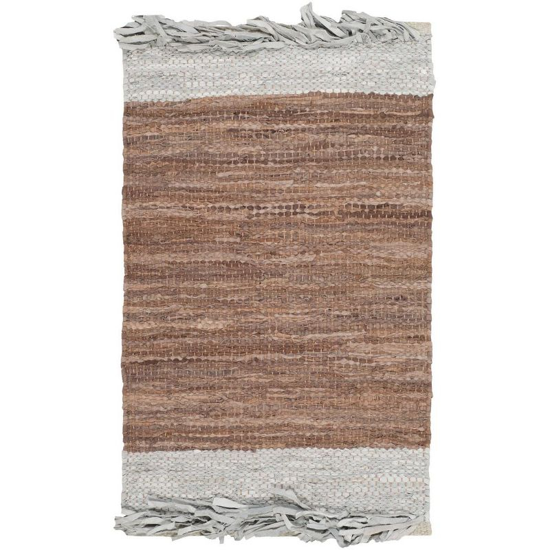 Vintage Leather VTL310 Hand Woven Indoor Accent Rug - Light Grey/Brown - 2'x3' - Safavieh