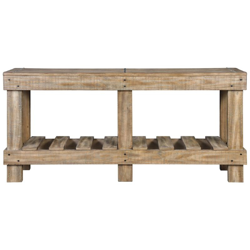 Susandeer Sofa and Console Table Brown - Signature Design by Ashley: Modern Entryway, Open Shelf Storage