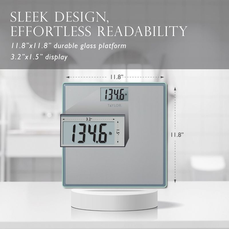 Digital Glass Bathroom Scale Gray/Silver - Taylor