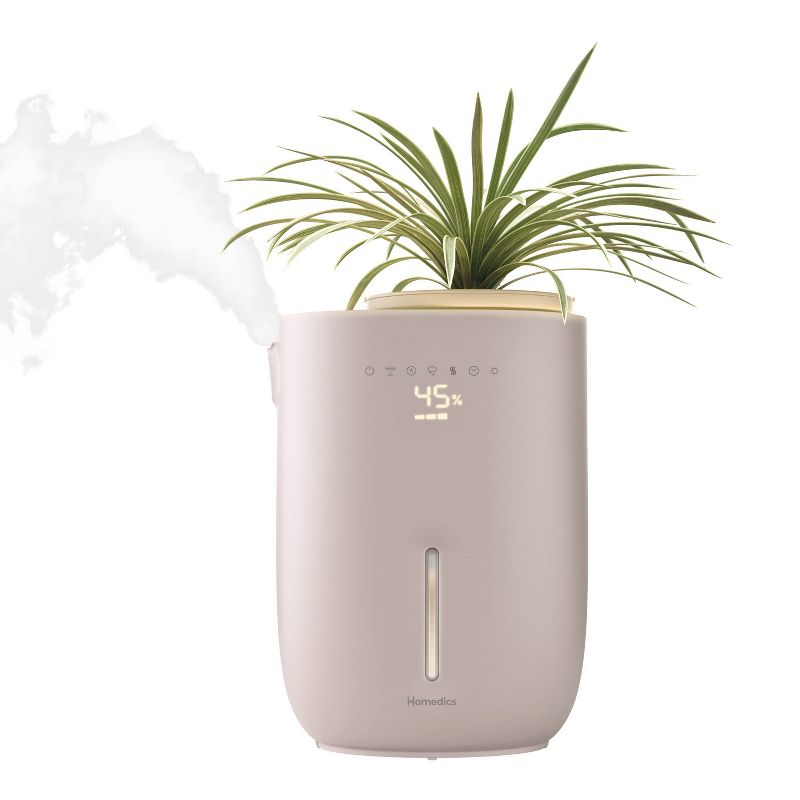 HoMedics Top-Fill Easy to Clean Warm/Cool Mist Ultrasonic Humidifier with Small Planter and Aromatherapy: 1.3 Gal, 60 Hr Run, No Filter