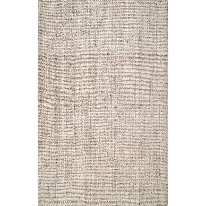 nuLOOM Ashli Solid Farmhouse Jute Area Rug, 3' x 5', Off White