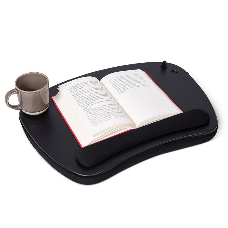 Sofia + Sam Oversized Memory Foam Lap Desk with USB Light - - Fits Laptops Up to 17 Inches - Matte Black