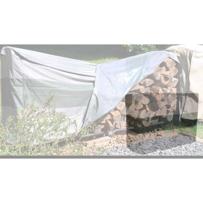 Sunnydaze Outdoor Weather-Resistant Heavy-Duty Polyester with PVC Backing Firewood Log Rack Cover - 4' 2" - Gray and Green