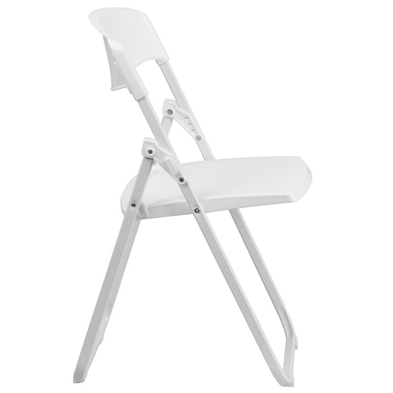 Flash Furniture 2 Pack HERCULES Series 500 lb. Capacity Heavy Duty White Plastic Folding Chair with Built-in Ganging Brackets