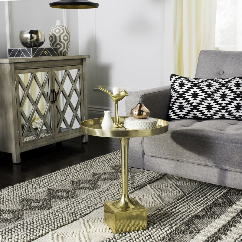 Corvus Round Side Table - FOX5519A - Antique Brass - Safavieh Couture