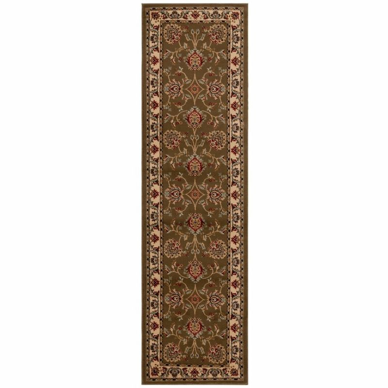 Lyndhurst LNH555 Power Loomed Runner Rug - Green/Ivory - 2'3"x16' - Safavieh