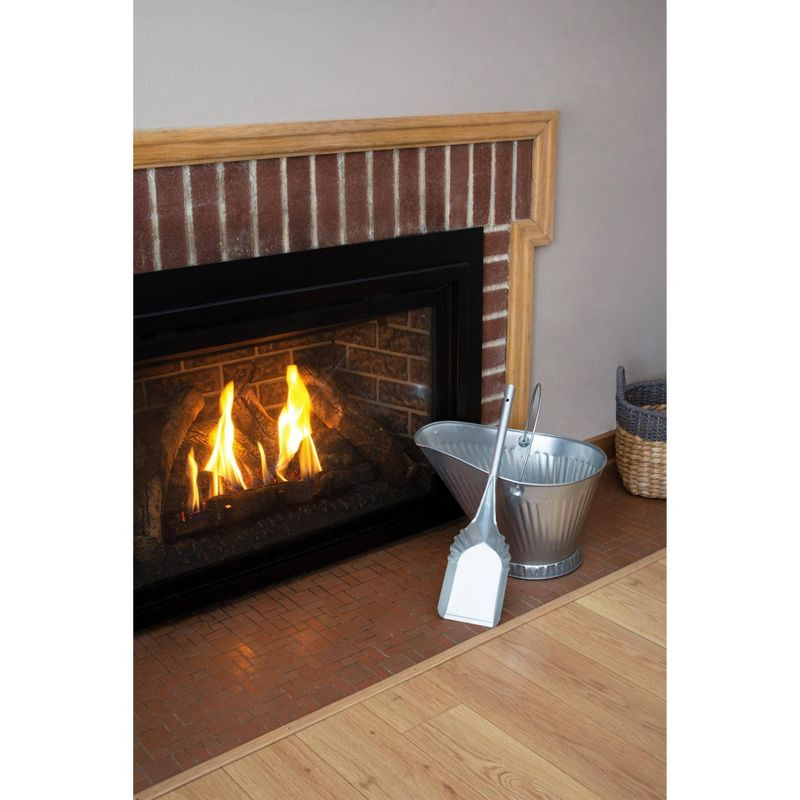 Behrens Galvanized Steel Coal Hod Silver: Indoor Fireplace Ash & Coal Bucket, Metal Handle, 12.75" x 16.25"