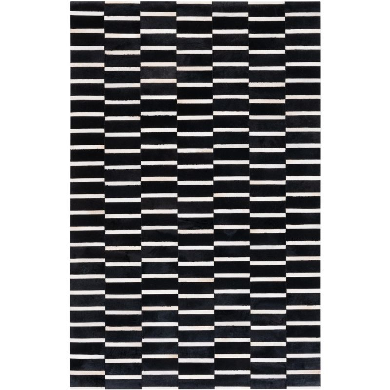 Studio Leather STL821 Hand Woven Area Rug - Black/Beige - 5'x8' - Safavieh.