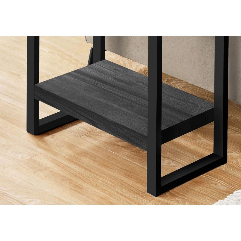 Monarch Specialties Accent Table Side End Nightstand Lamp Living Room Bedroom Metal Laminate Black Contemporary Modern