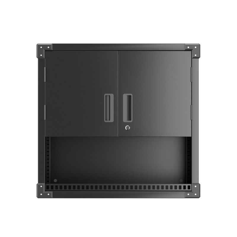 AOBABO Metal Garage Wall Mounted Storage Cabinet with Locking Door, Shelf, and Opened Drawer for Warehouse and Office Organization, Black