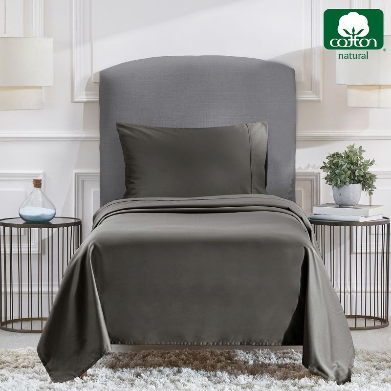Dark Gray Twin XL Sheet Set - 100% Cotton Cooling Bed Sheets, 400 Thread Count Sateen Weave, Deep Pocket 3 Piece Bedding - California Design Den