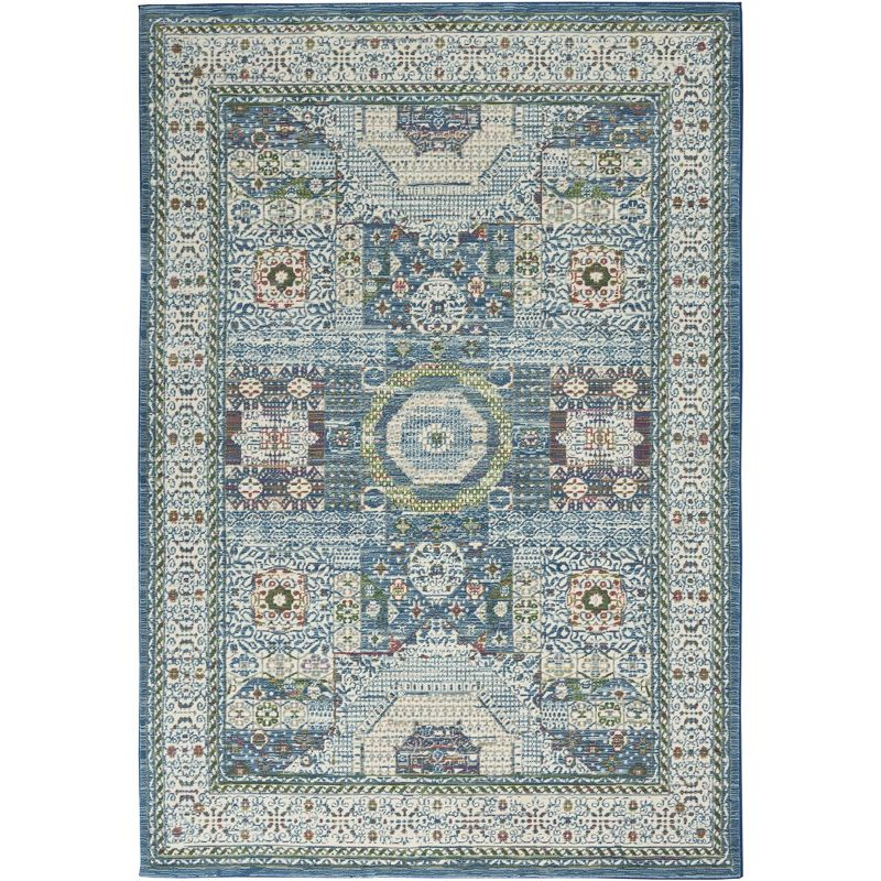 Nourison Global Vintage GLB17 Indoor only Area Rug - Ivory Light Blue 4' x 6'