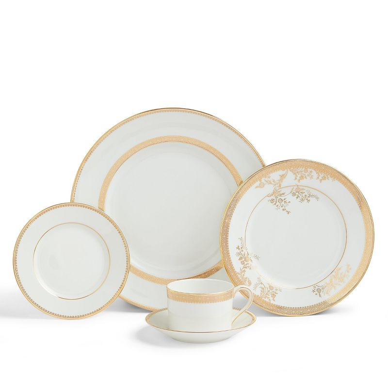 Vera Wang Lace Gold 5 Piece Bone China Place Setting, Service for 1