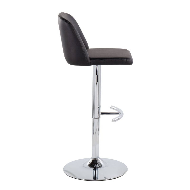 LumiSource Set of 2 Toriano PU Leather/Metal Barstools Chrome/Black:: Adjustable, Swivel, Upholstered Counter Seating