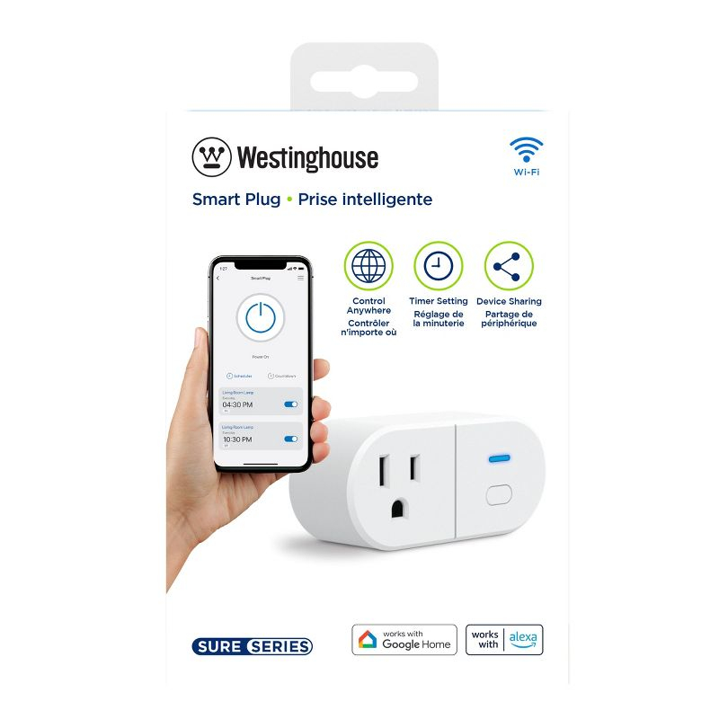 Westinghouse 94007 Sure Series Wi-Fi Single Plug Smart Outlets White