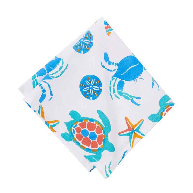 C&F Home Caraway Coral Napkin Blue Seaturtle Crab & Starfish Print, Set of 6