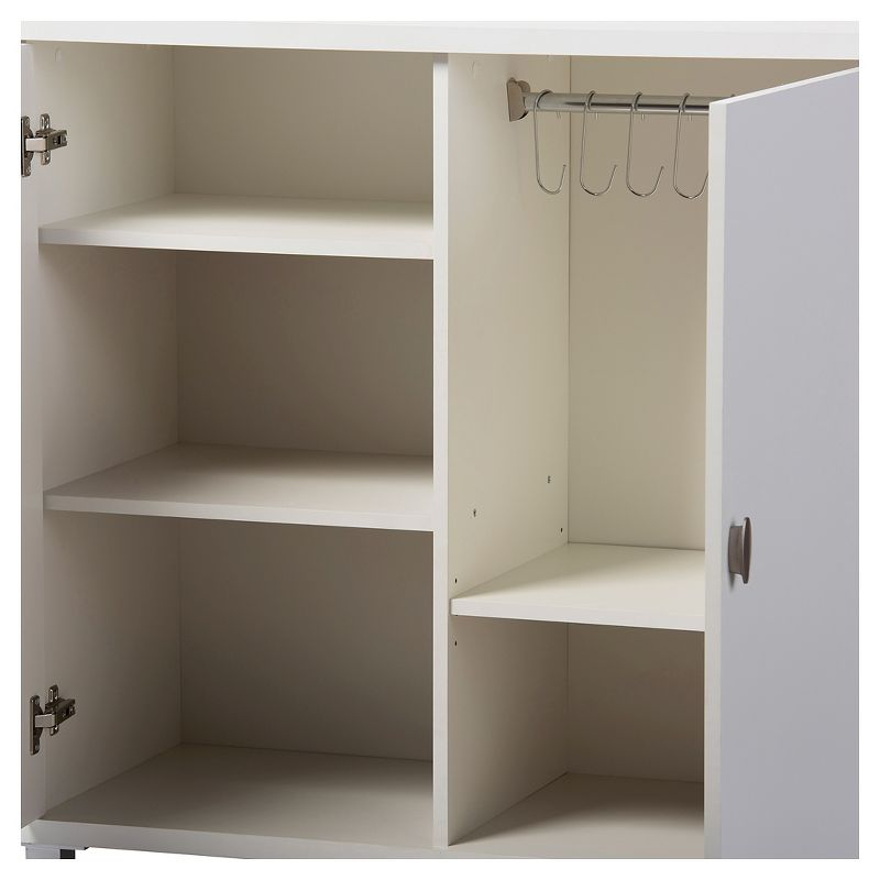 Marcy Modern and Contemporary Wood Entryway Storage Sideboard Cabinet - White - Baxton Studio: Engineered Wood, 5 Shelves, Bag Organizer