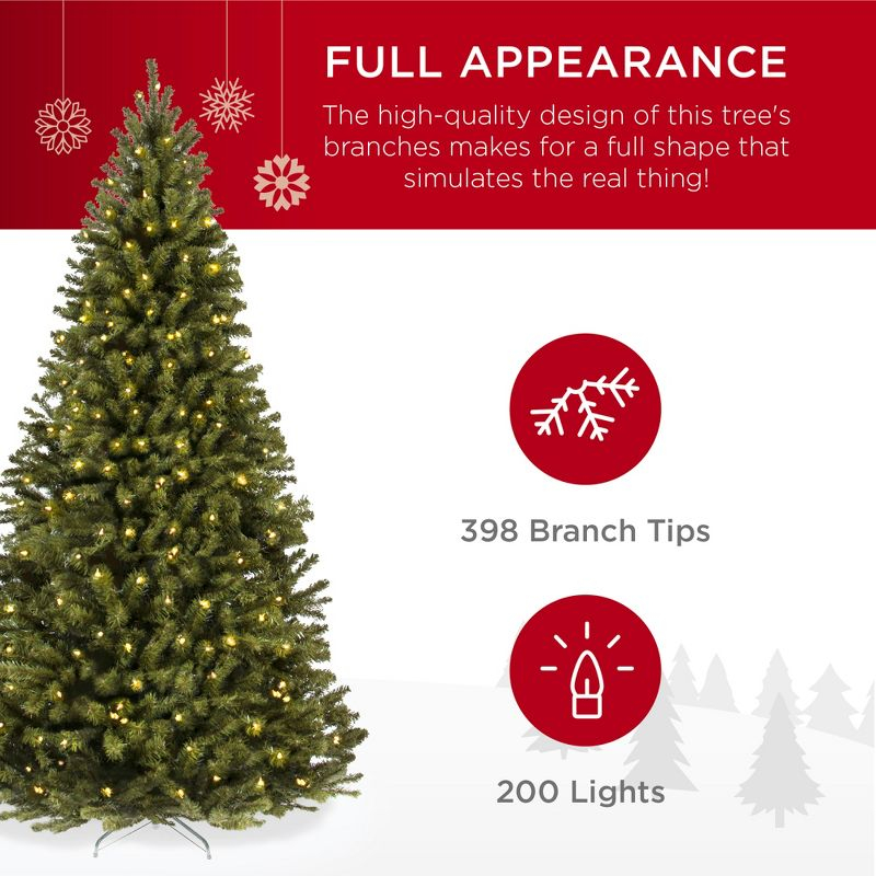Best Choice Products 4.5ft Pre-Lit Spruce Hinged Artificial Christmas Tree w/ 200 Incandescent Lights, Foldable Stand