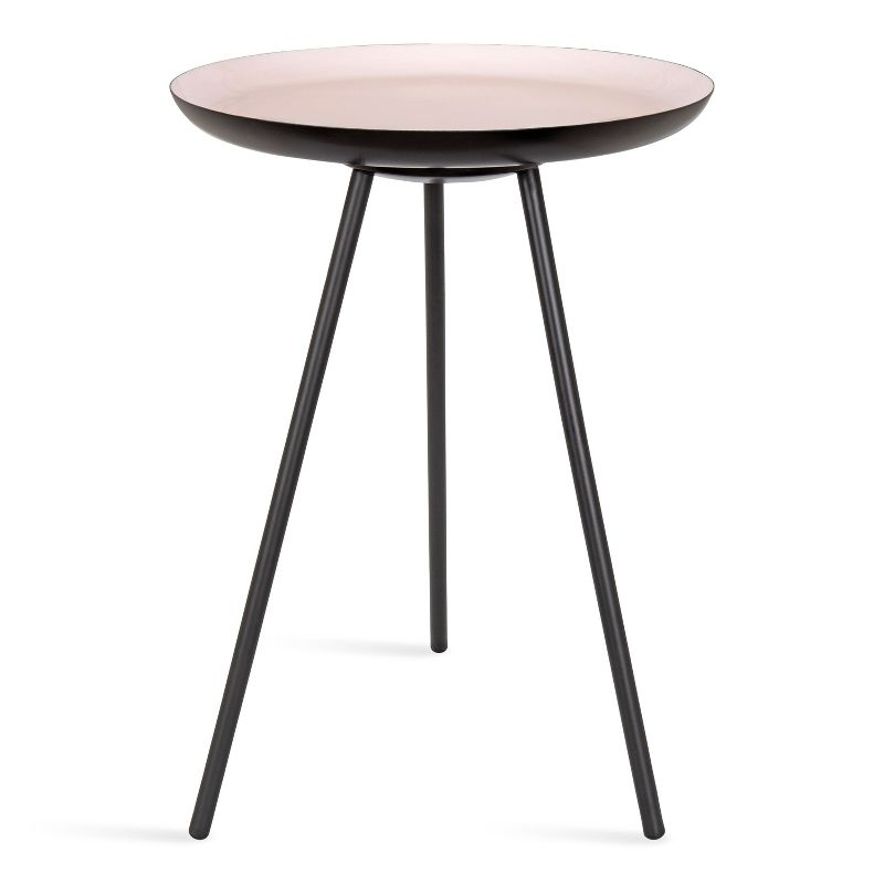 Kate and Laurel Laranya Round Metal Side Table, 15x15x22.5, Pink and Black