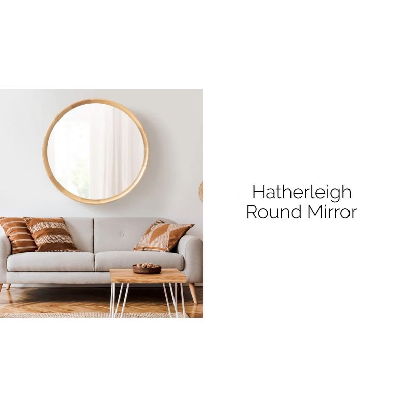 Kate and Laurel Hatherleig Round Wood Round Mirror, 30" Diameter, Natural