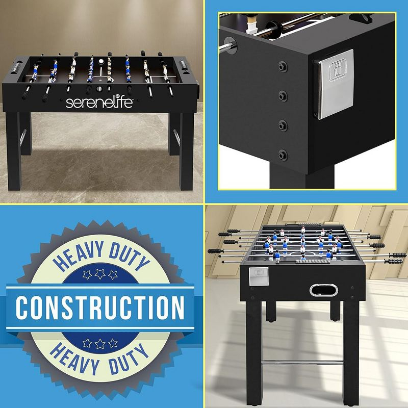 SereneLife 48" Arcade Foosball Table - Home Game Room Soccer Table, Modern Black